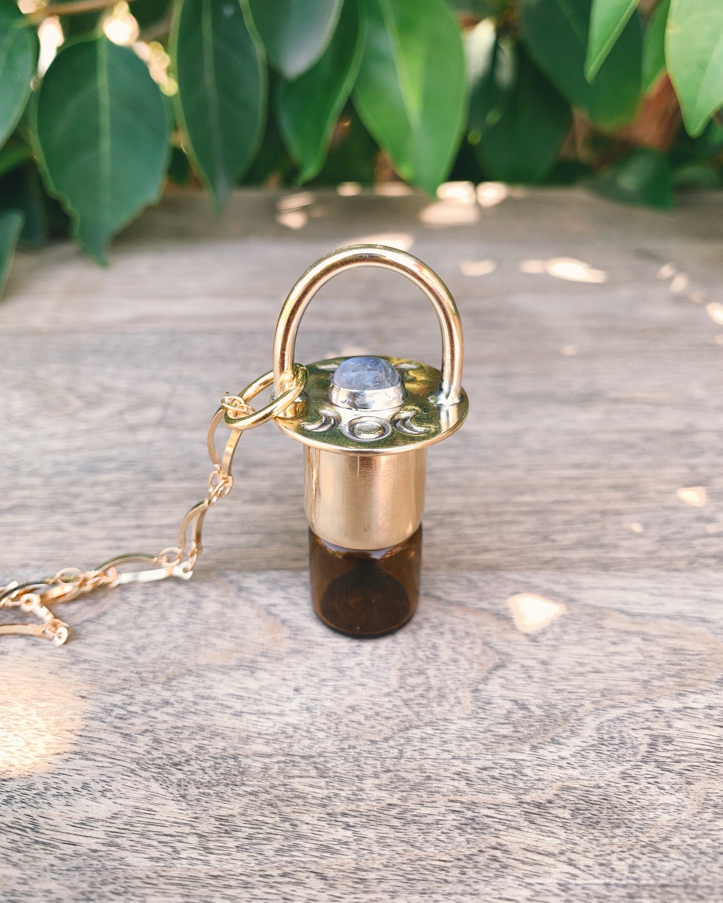 Brass Classic - Moonstone Rollerball Necklace