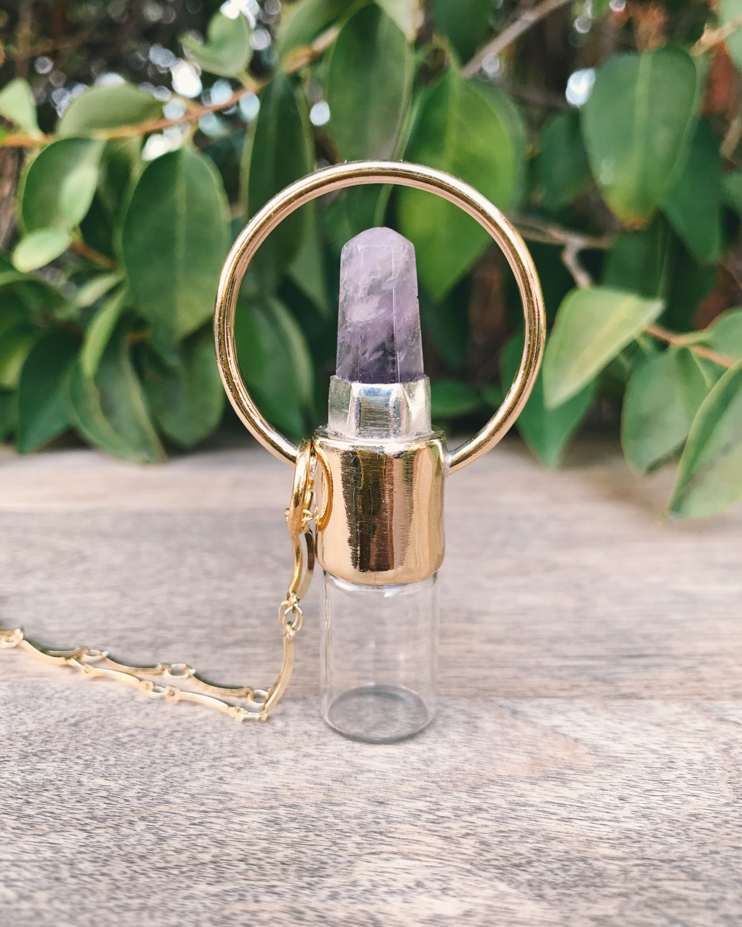 Brass Horizon - Amethyst Rollerball Necklace