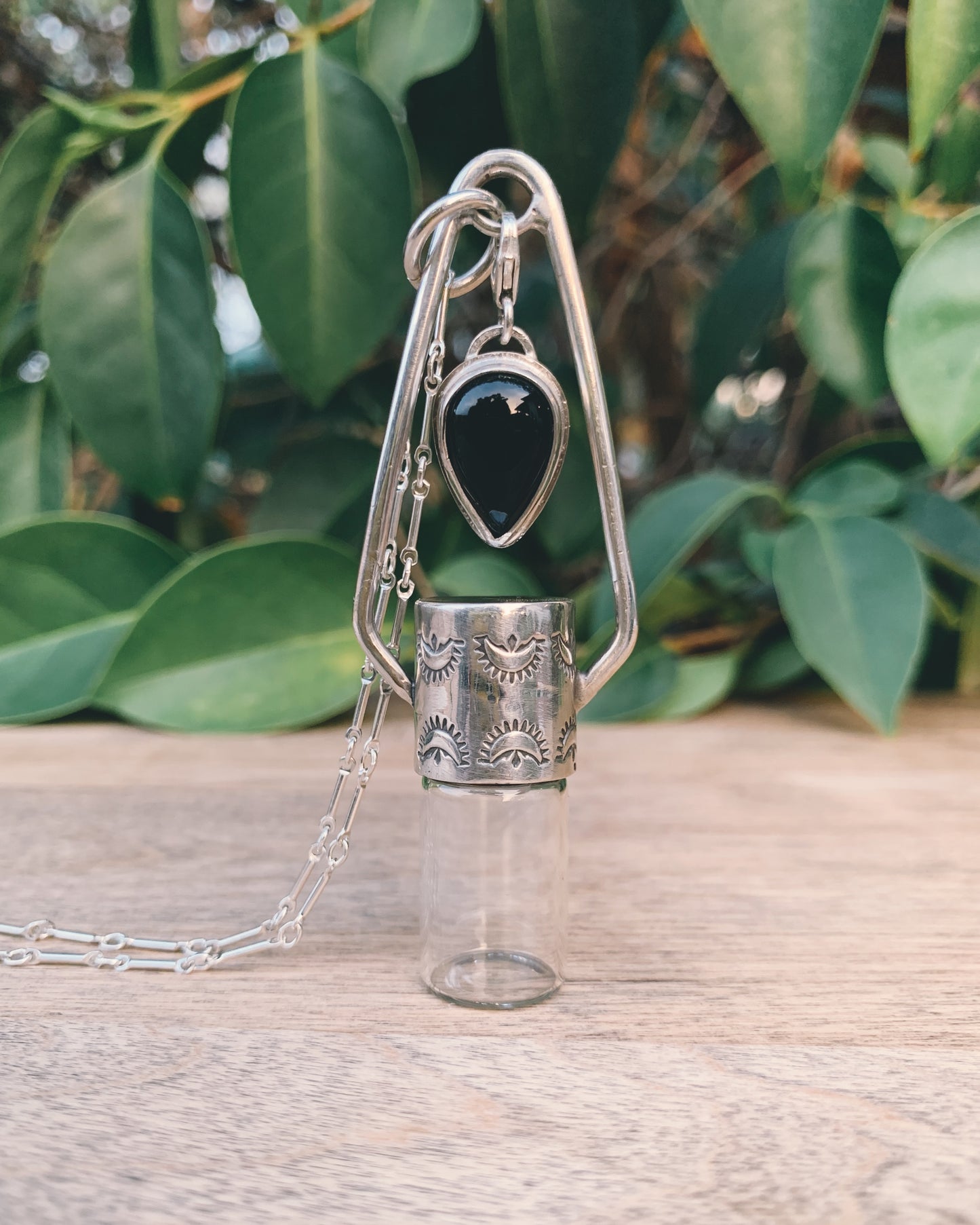 Sterling Silver Charm - Black Onyx Rollerball Necklace
