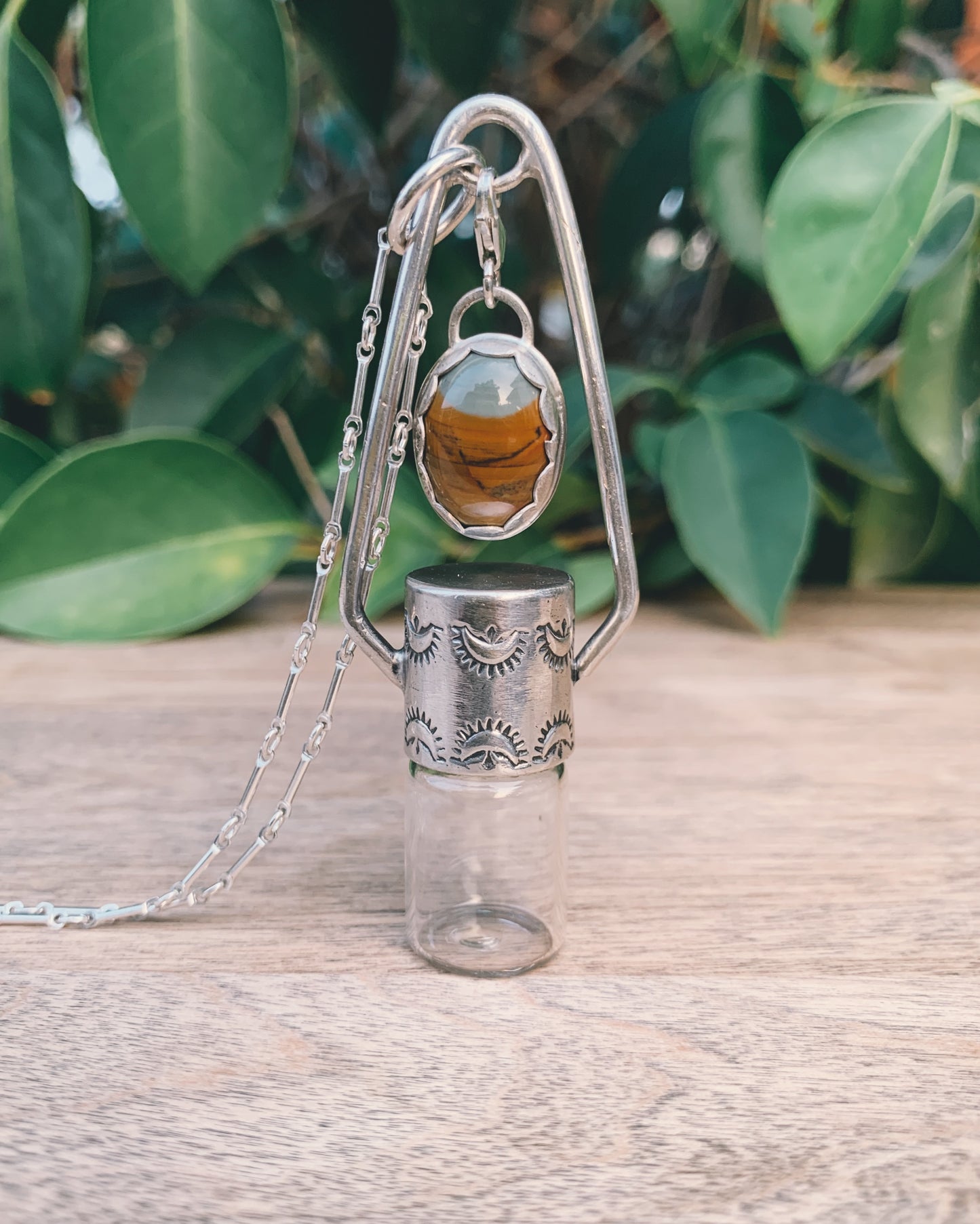 Sterling Silver Charm - Picture Jasper Rollerball Necklace