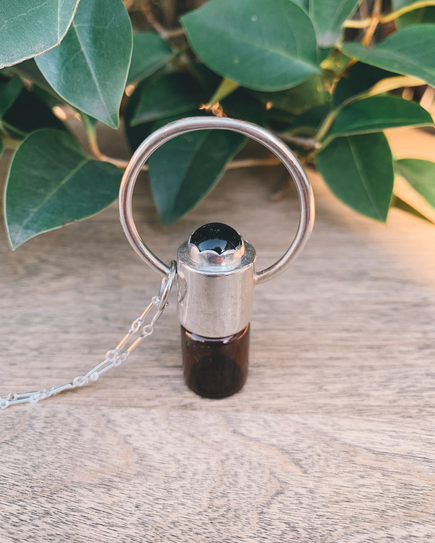 Sterling Silver Horizon - Black Onyx Rollerball Necklace