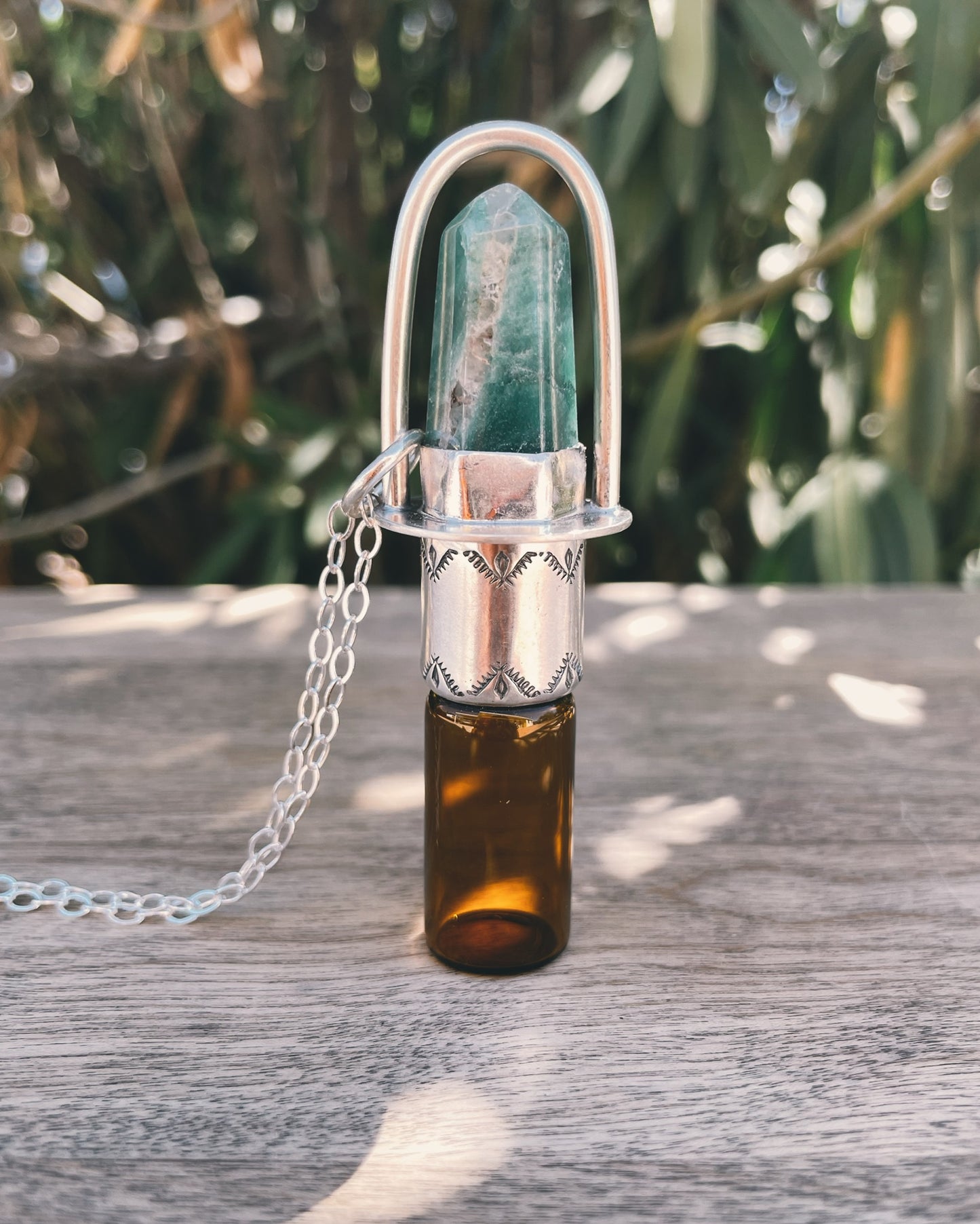 Sterling Silver Classic - Green Aventurine Rollerball Necklace