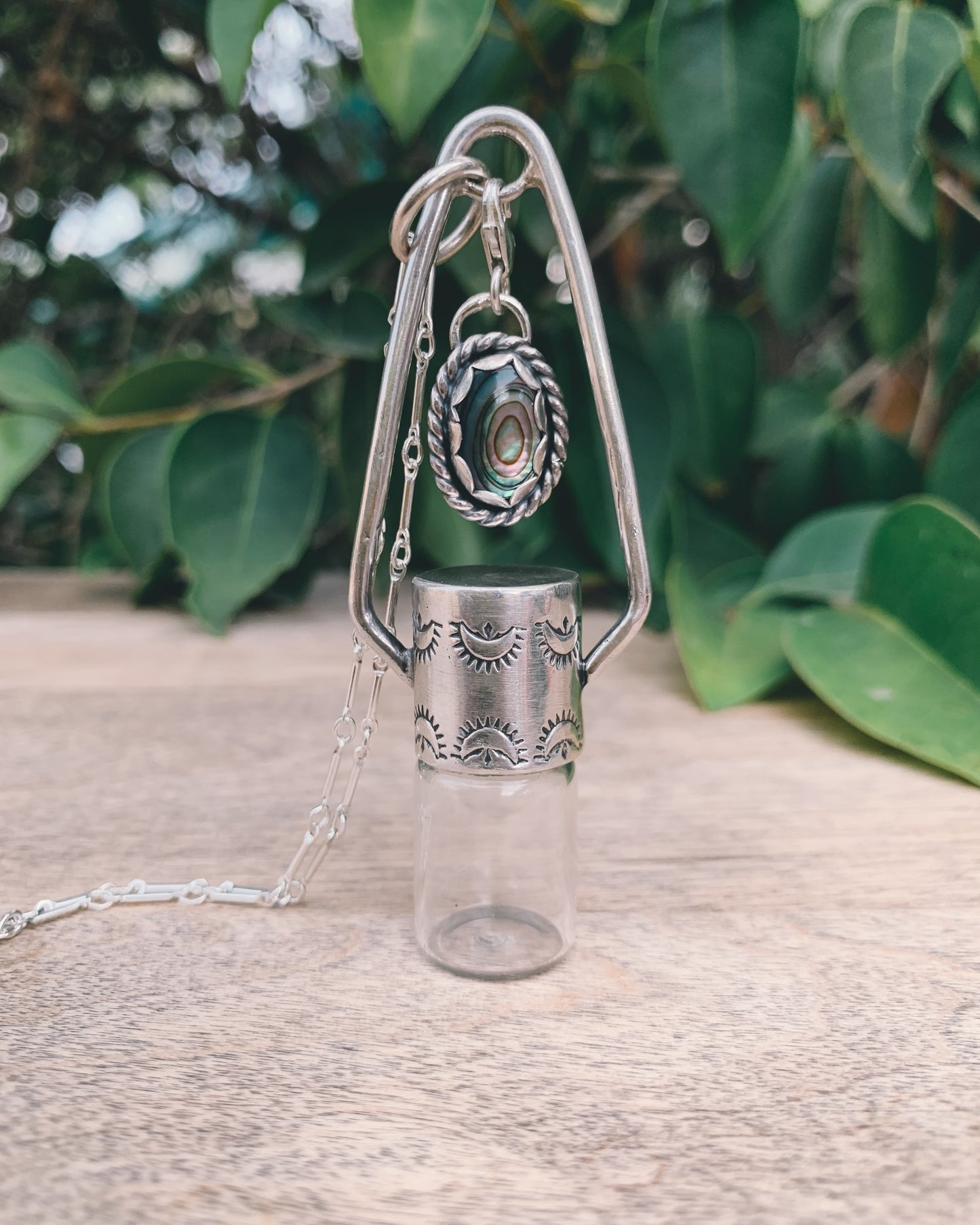 Sterling Silver Charm - Abalone Rollerball Necklace