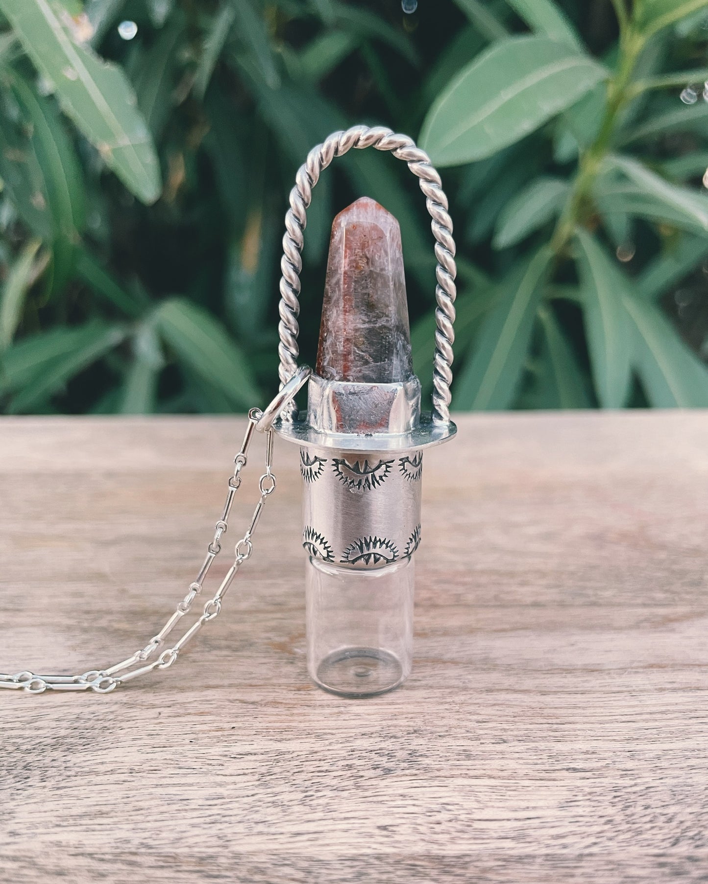 Sterling Silver Twist Classic - Super 7 Rollerball Necklace