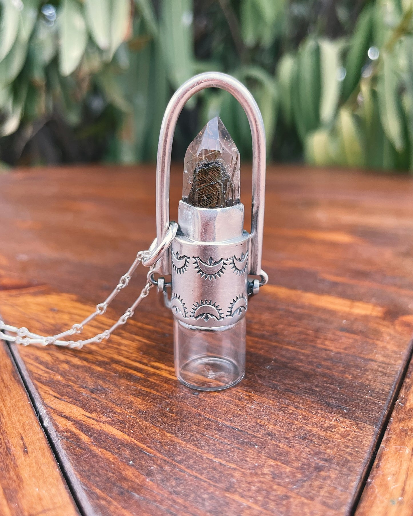 Sterling Silver Fringe - Smoky Quartz Rollerball Necklace