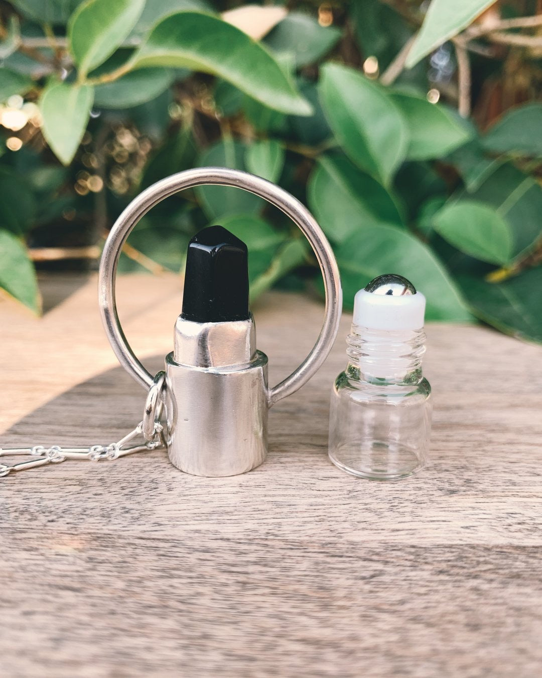 Horizon - Obsidian and Sterling Silver Rollerball Necklace