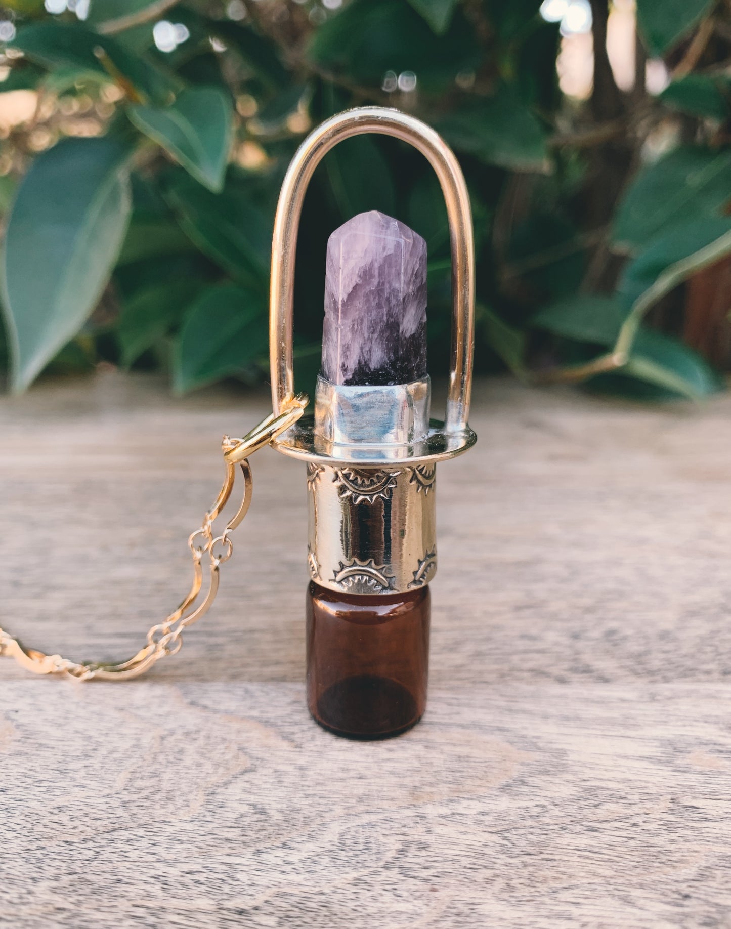 Classic - Super 7 and Brass Rollerball Necklace