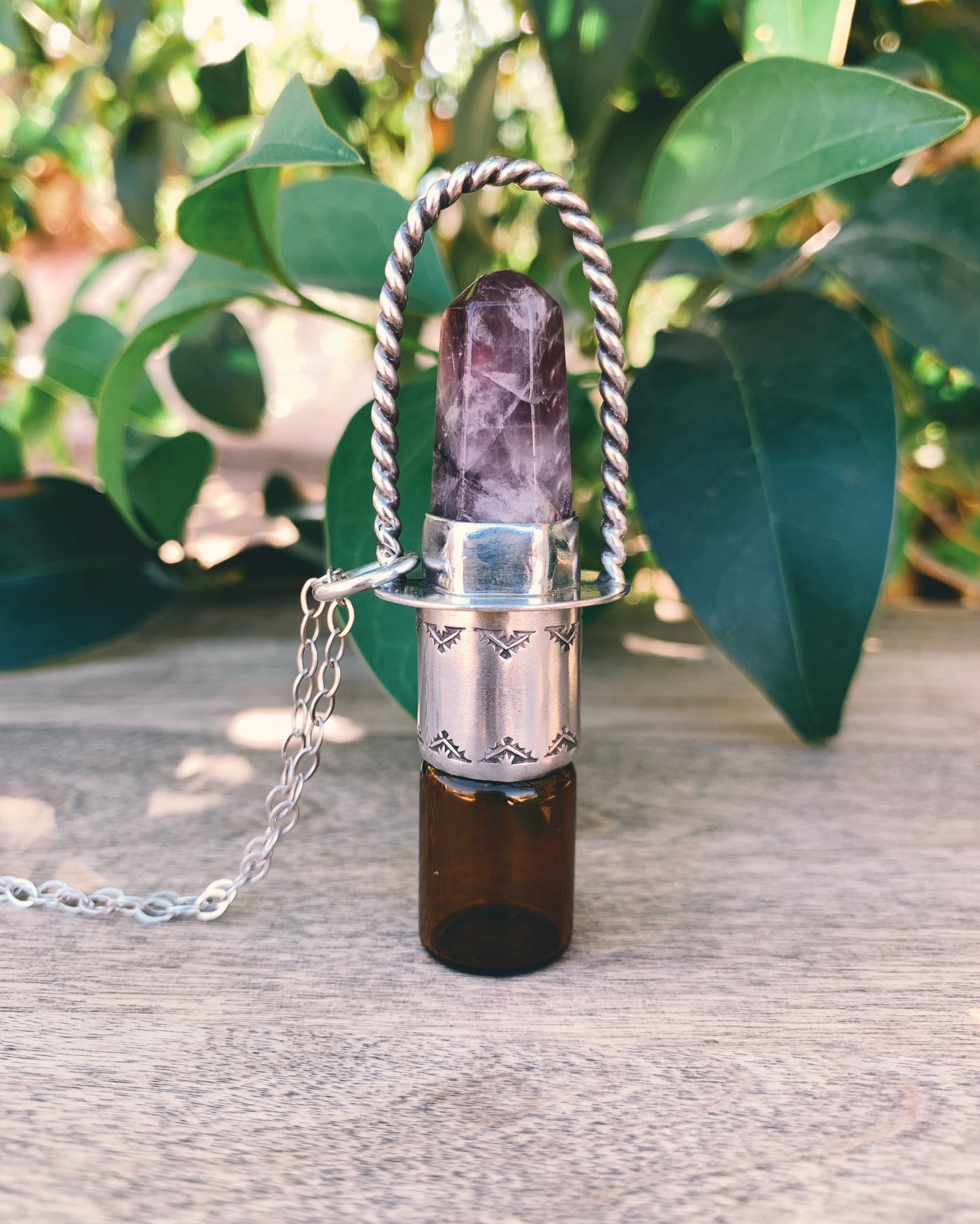 Sterling Silver Twisted Classic - Super 7 Rollerball Necklace