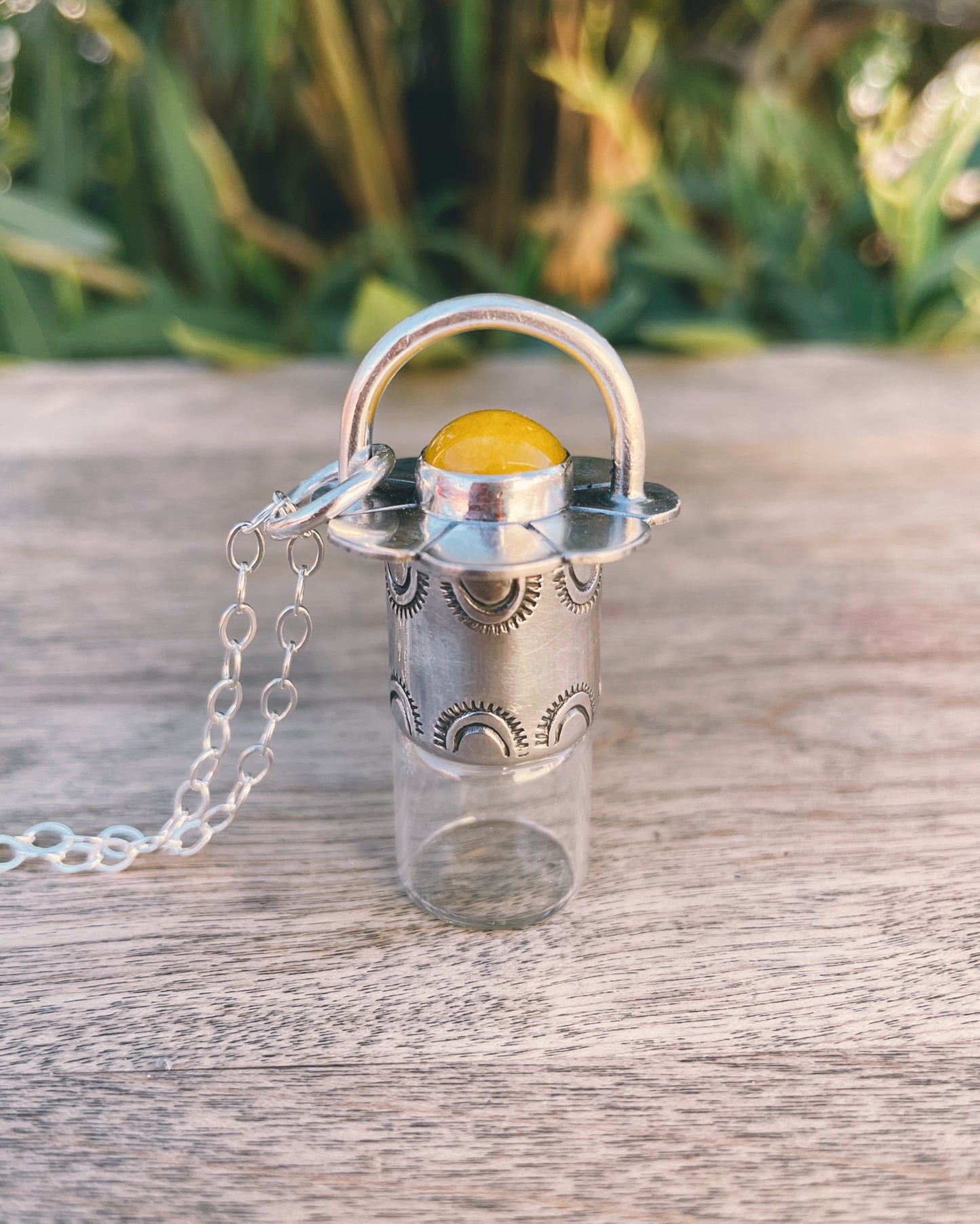 Sterling Silver Daisy - Yellow Topaz Rollerball Necklace