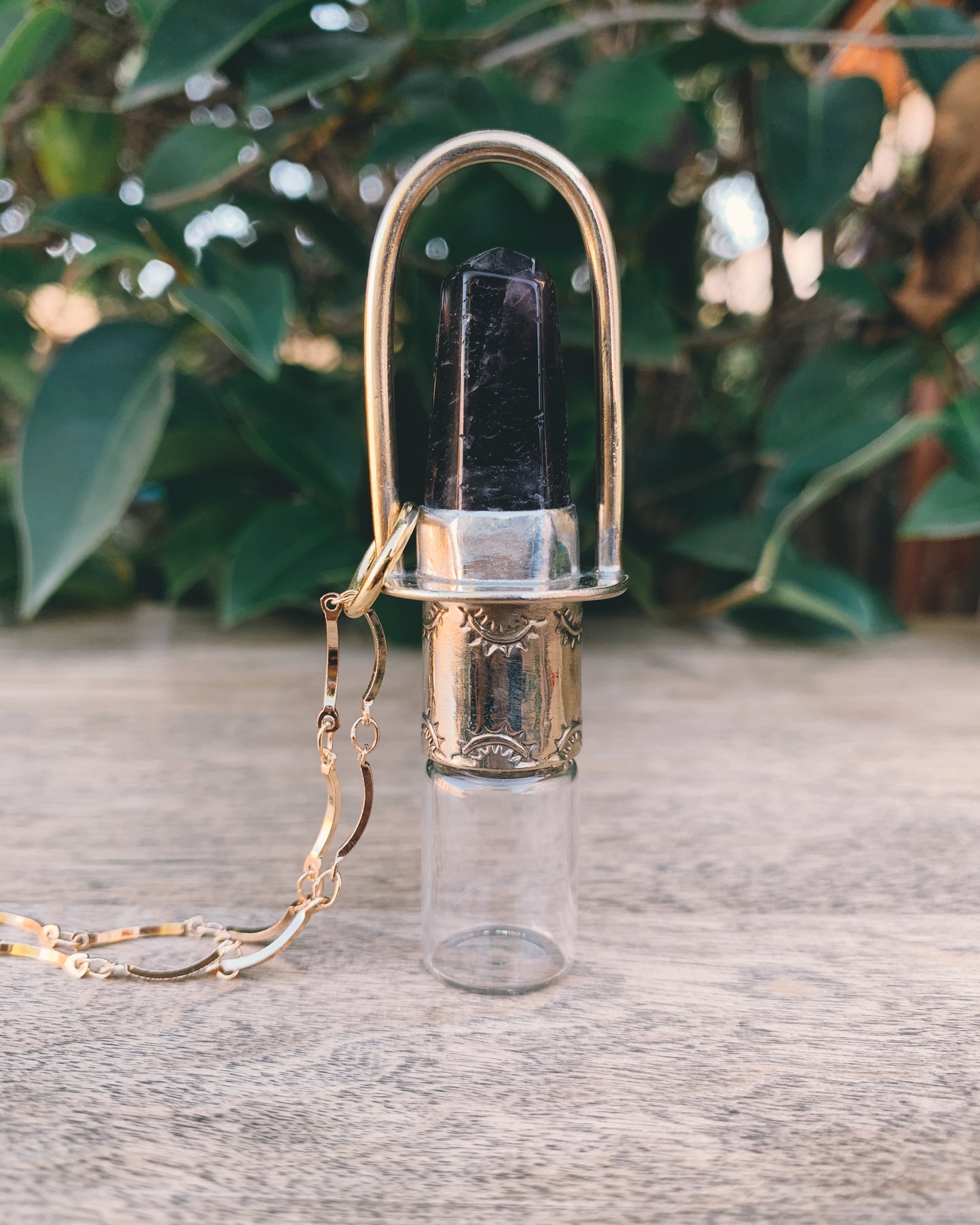 Classic - Super 7 and Brass Rollerball Necklace