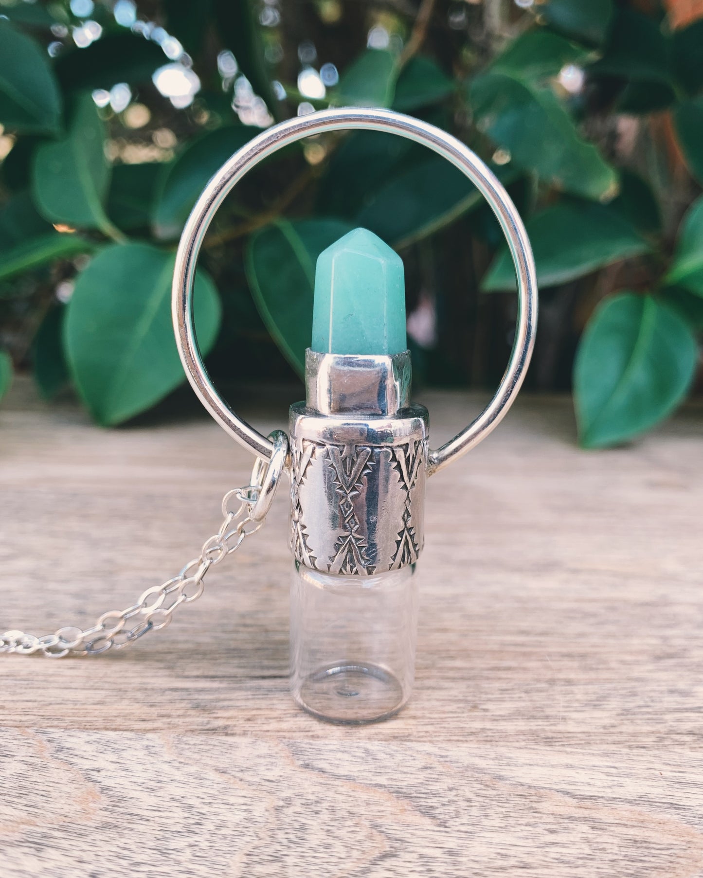 Horizon - Green Aventurine and Sterling Silver Rollerball Necklace