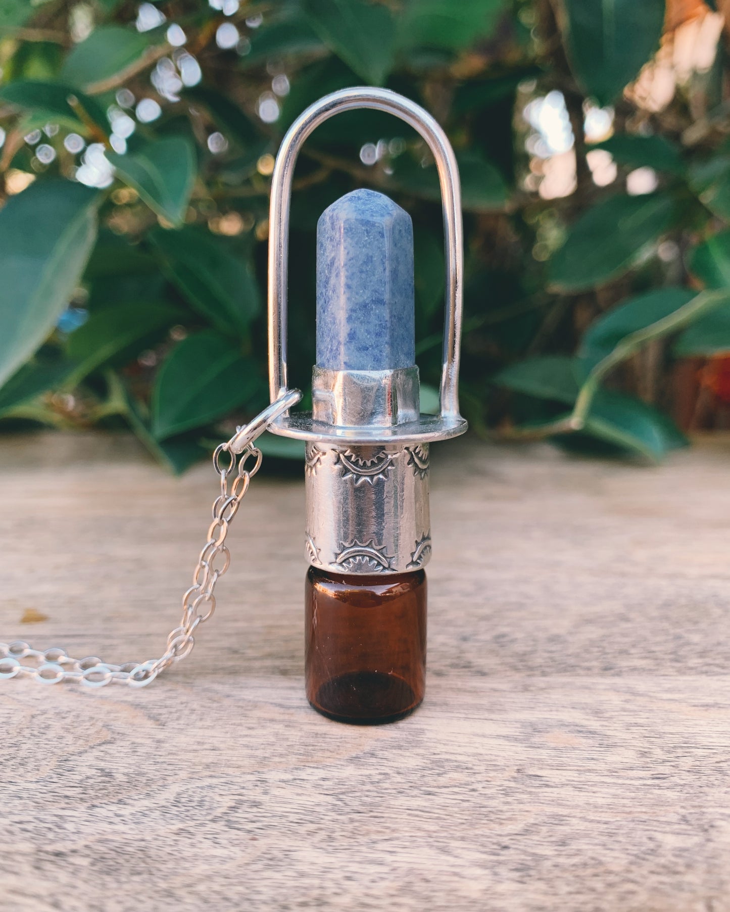 Classic - Blue Aventurine and Sterling Silver Rollerball Necklace