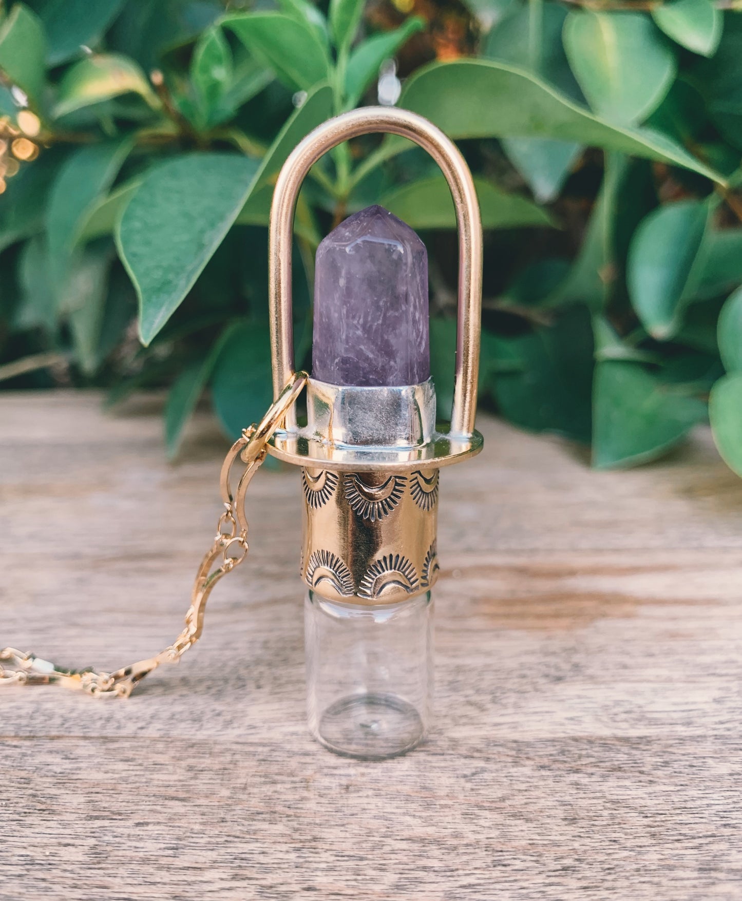 Brass Classic - Amethyst Rollerball Necklace