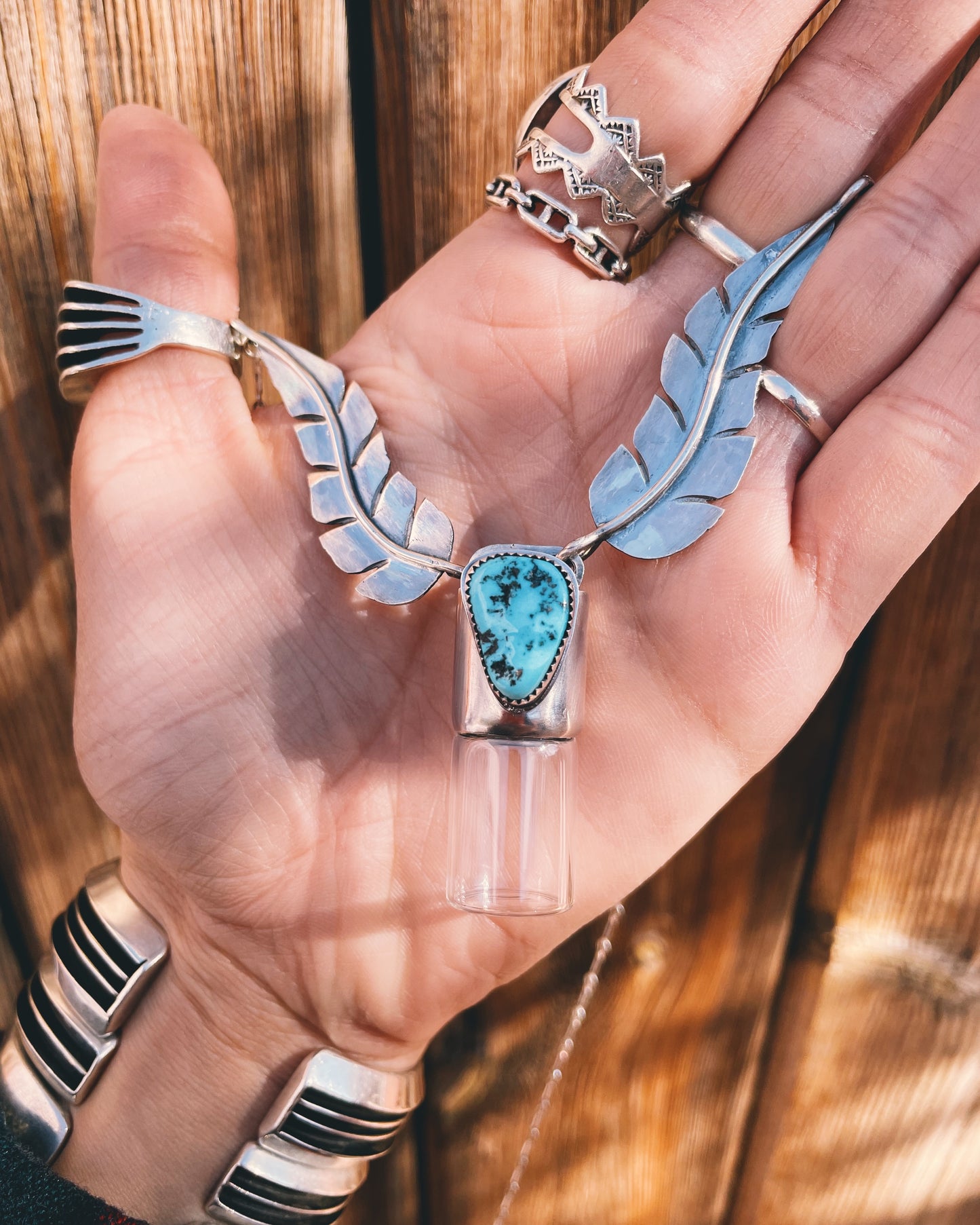 Sterling Silver Loose Tea - Sleeping Beauty Turquoise Rollerball Necklace