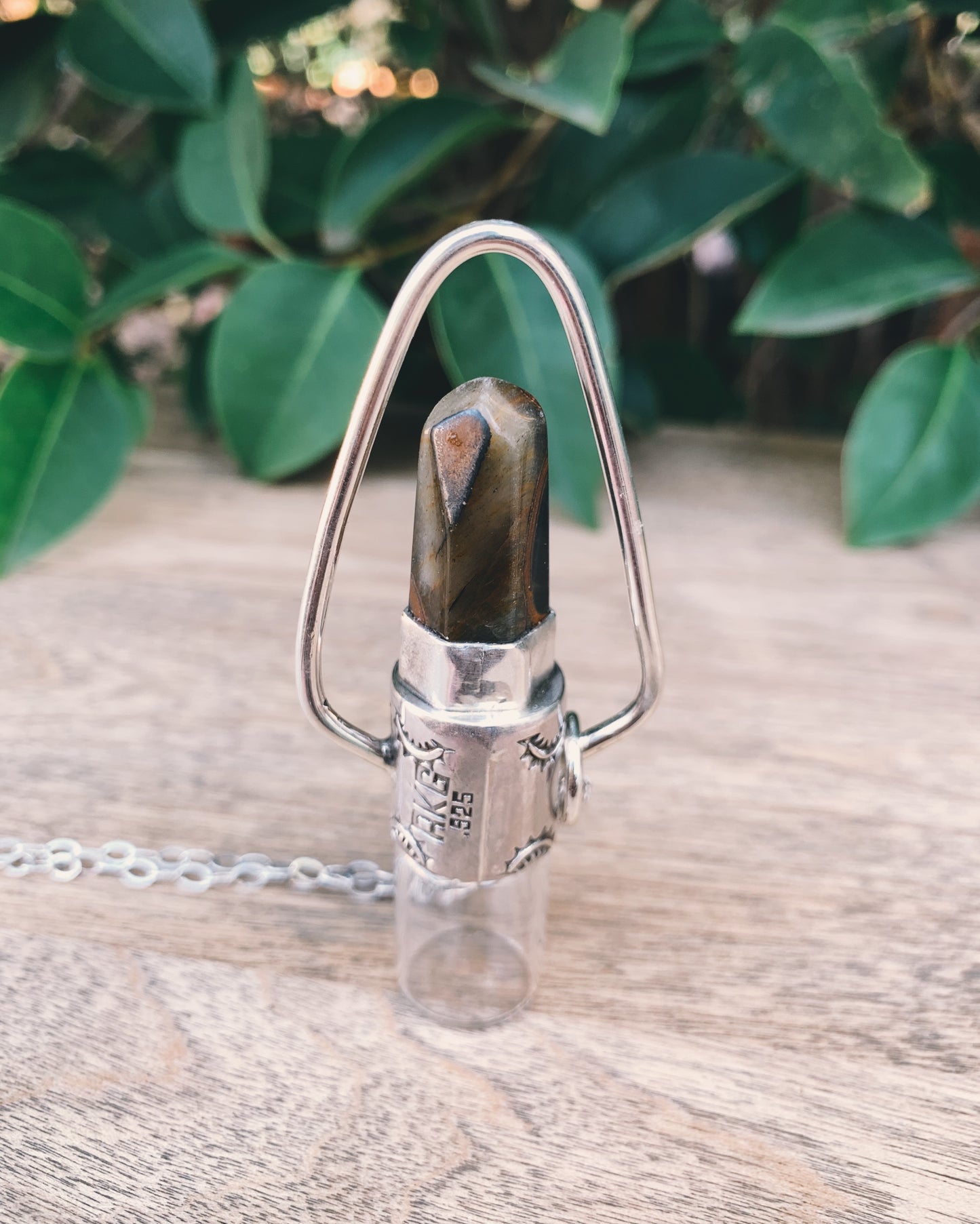 Geometric - Obsidian and Sterling Silver Rollerball Necklace