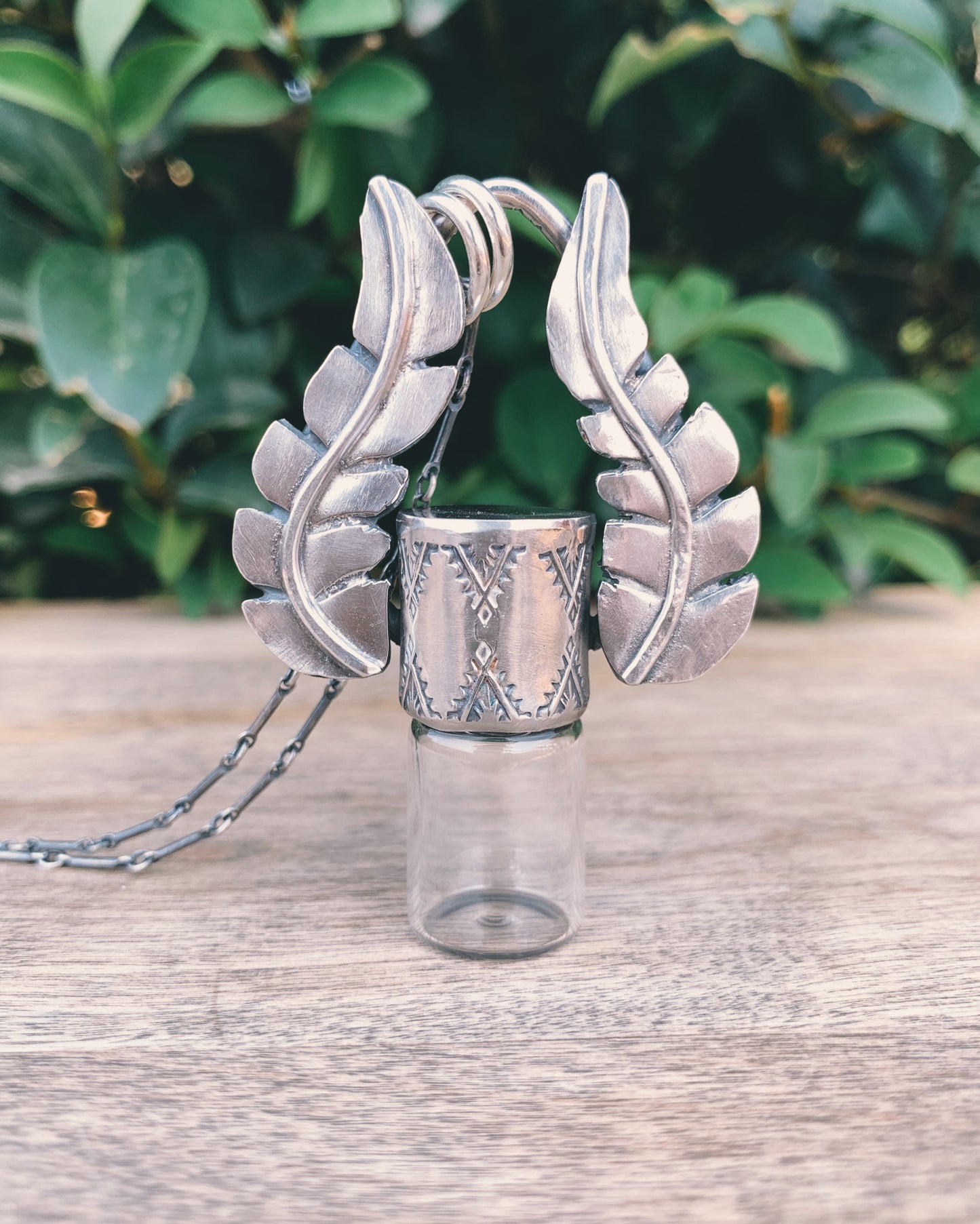 Leafy Sterling Silver Horizon Rollerball Necklace