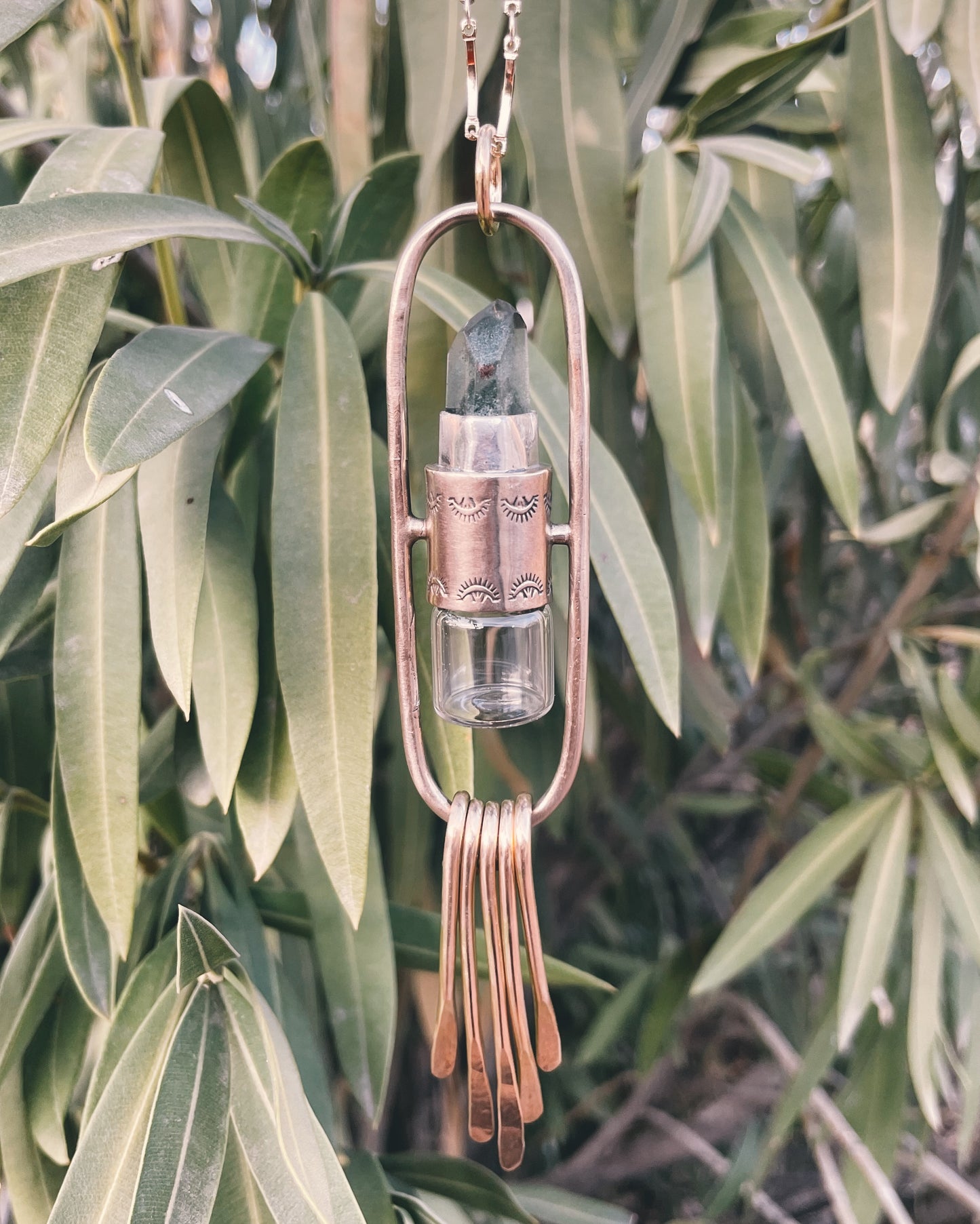 Brass Lucid Fringe - Lodolite Rollerball Necklace