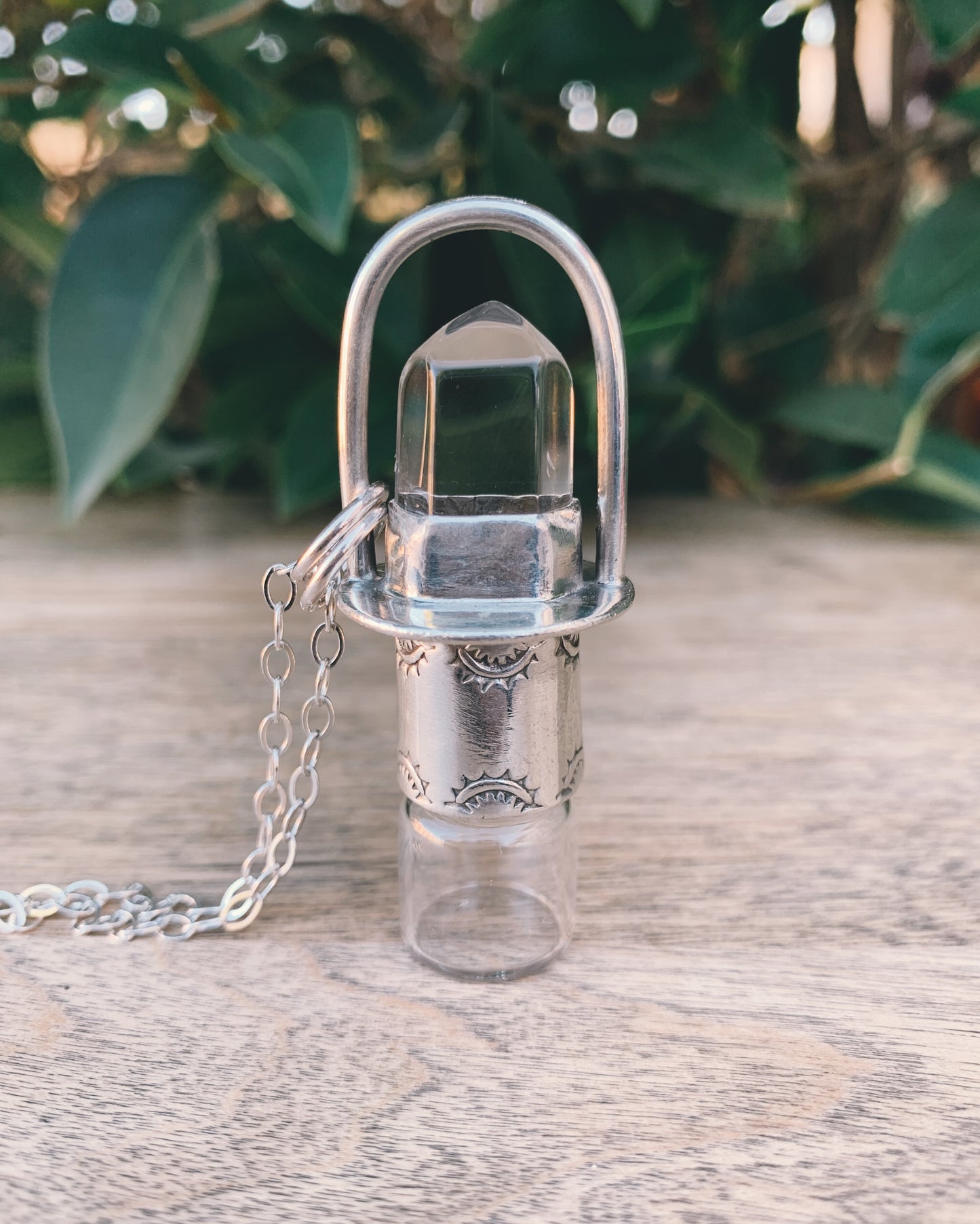 Classic - Clear Quartz and Sterling Silver Rollerball Necklace