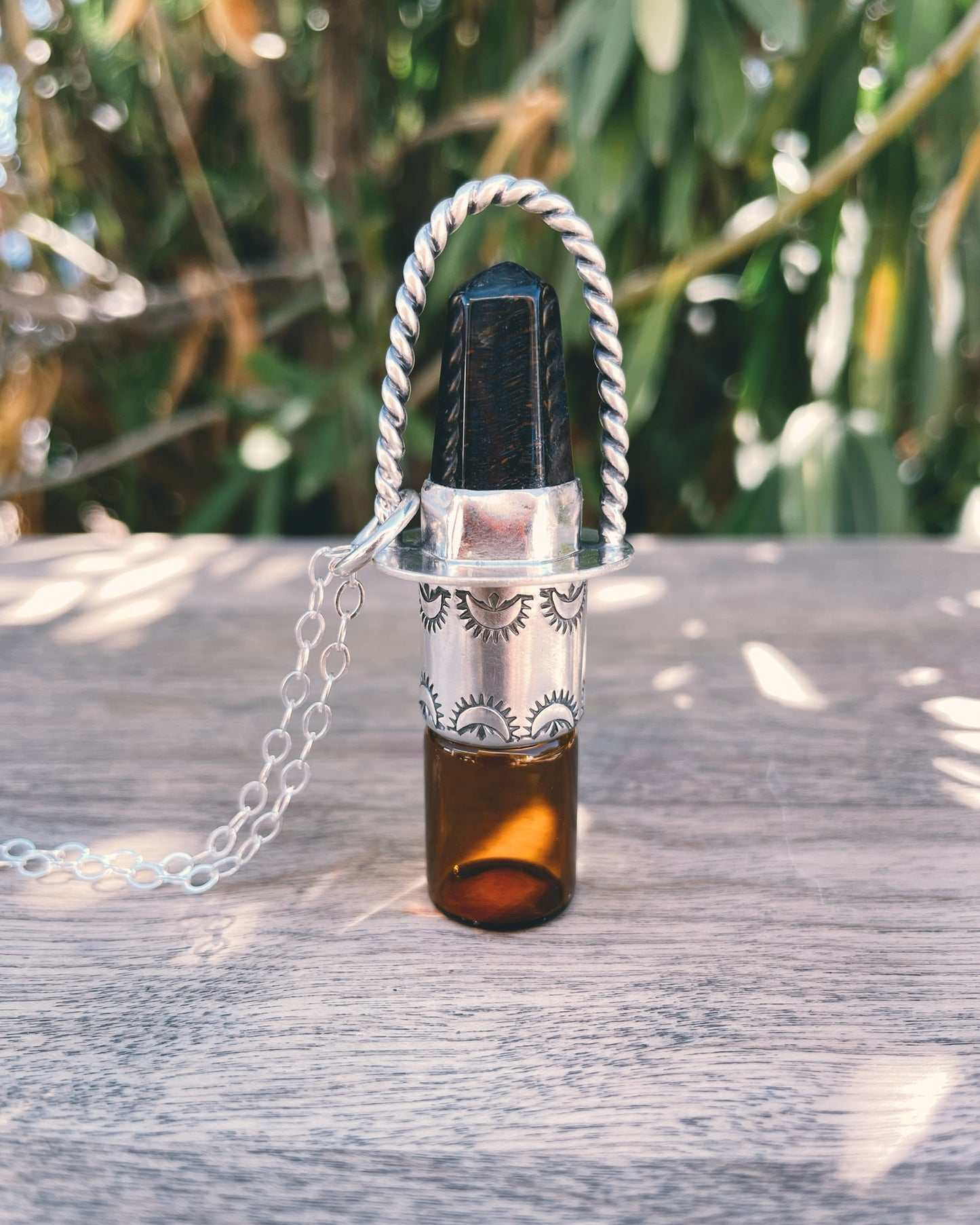 Sterling Silver Twist Classic - Falcon's Eye Rollerball Necklace