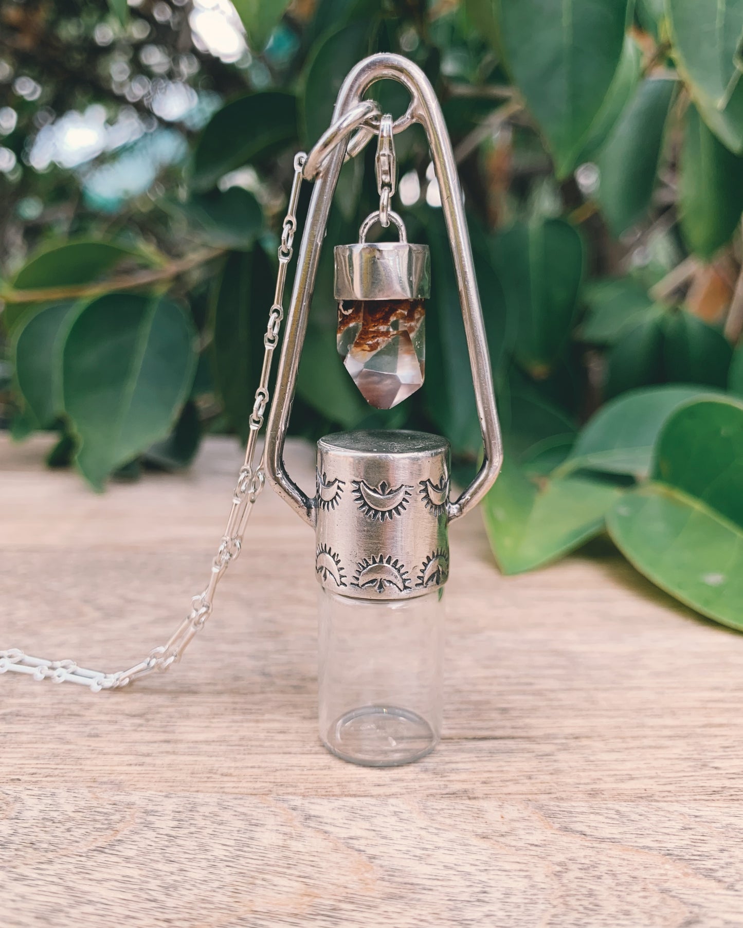 Sterling Silver Charm - Amphibole Quartz Rollerball Necklace