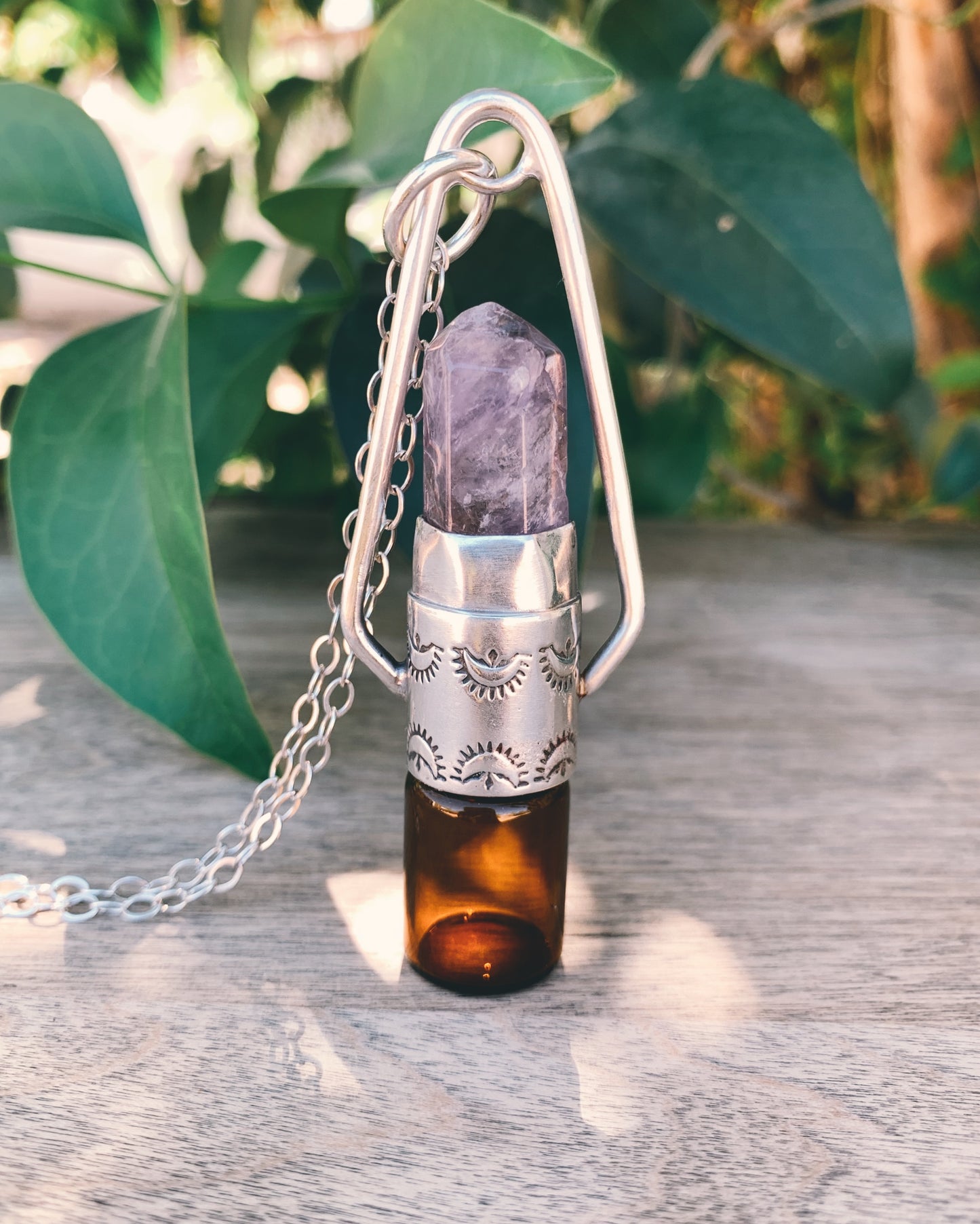 Sterling Silver Geometric - Super 7 Rollerball Necklace