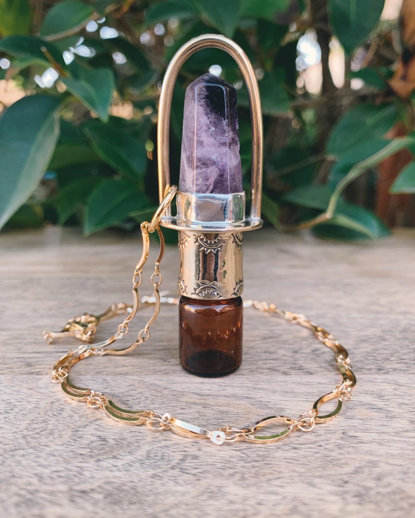 Classic - Super 7 and Brass Rollerball Necklace