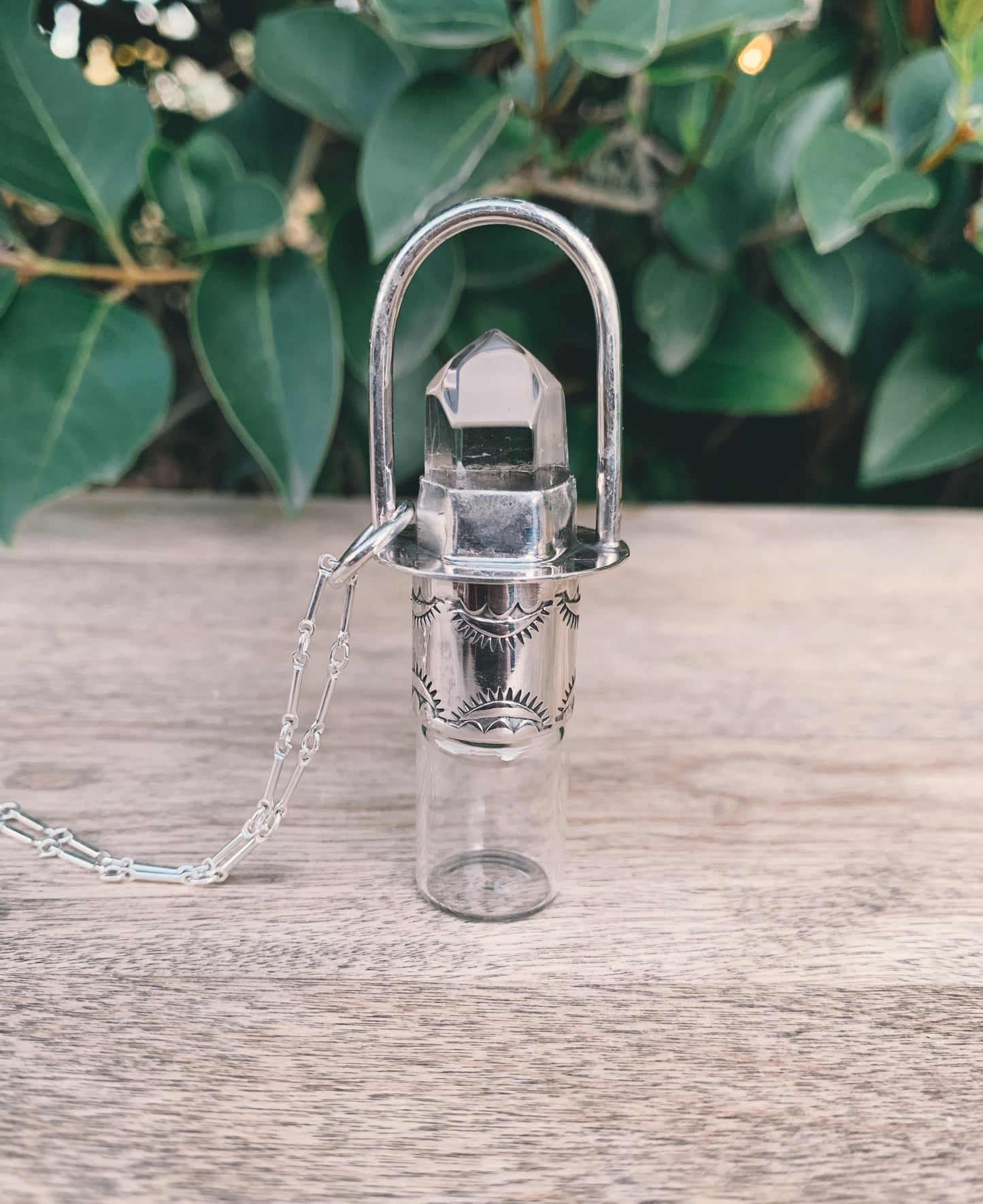 Sterling Silver Classic - Clear Quartz Rollerball Necklace