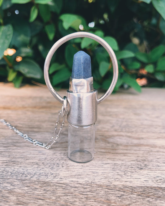 Blue Aventurine and Sterling Silver Horizon Rollerball Necklace