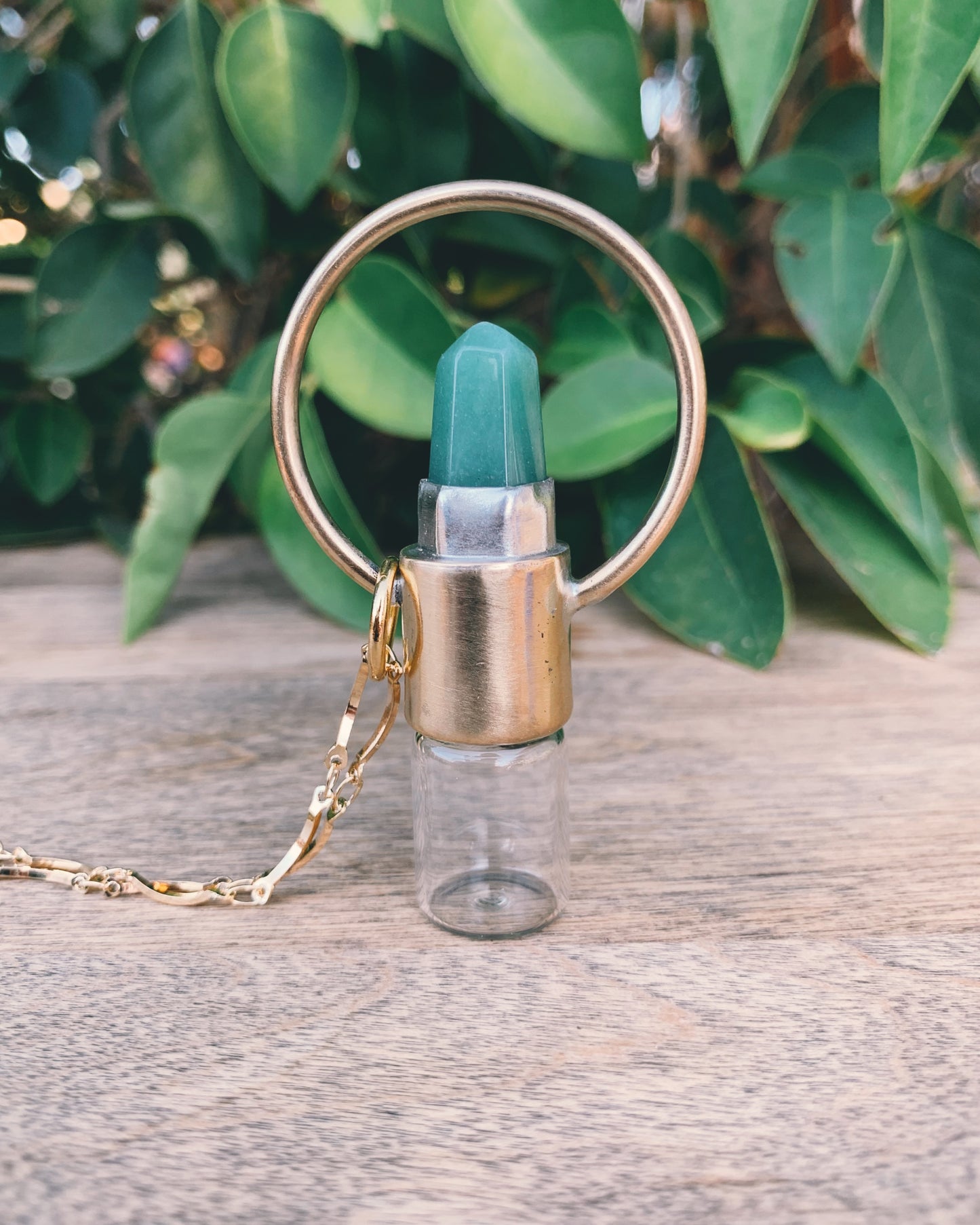 Horizon - Green Aventurine and Brass Rollerball Necklace