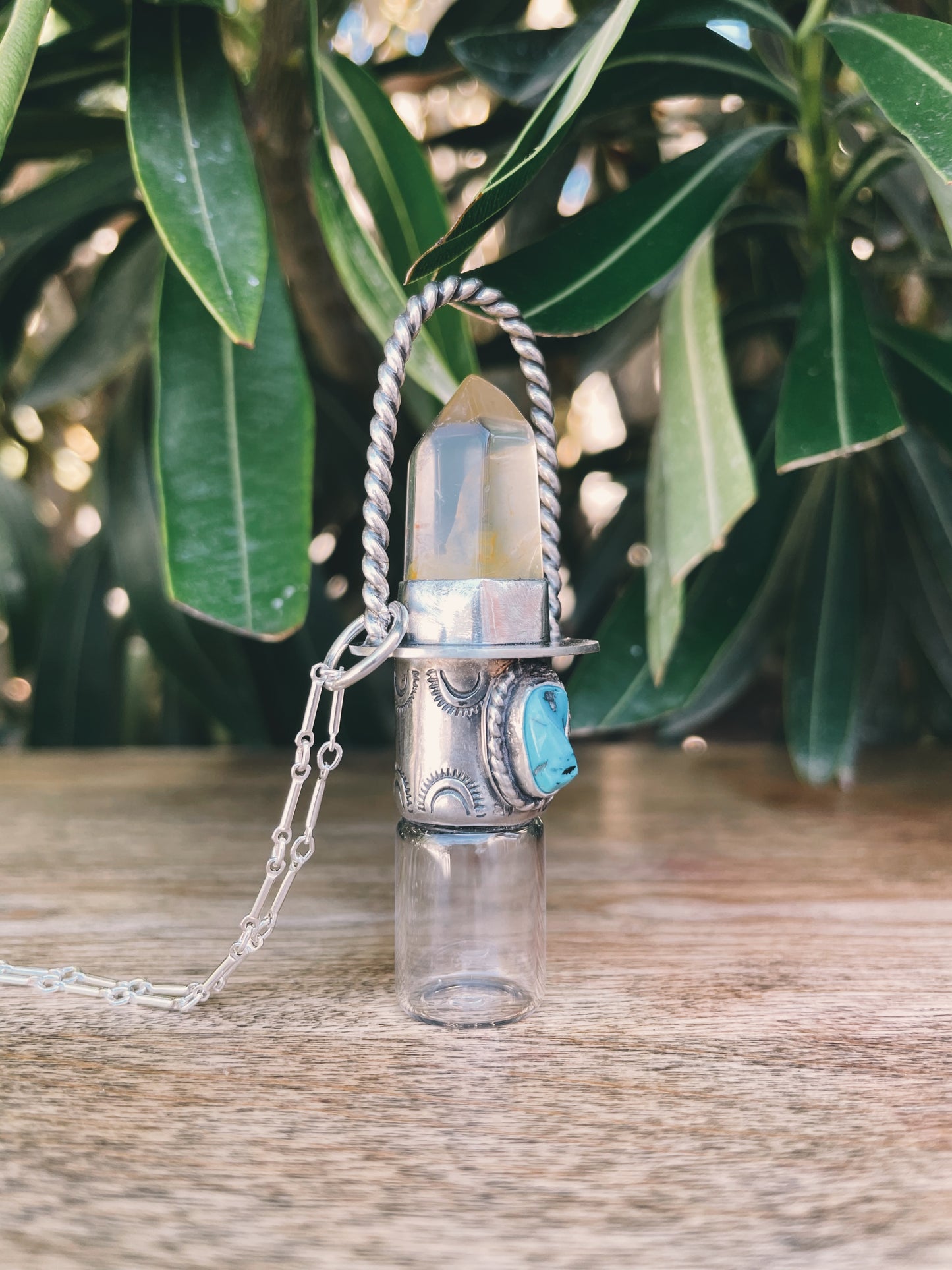 Sterling Silver Twisted Classic - Golden Healer + Sleeping Beauty Turquoise Rollerball Necklace