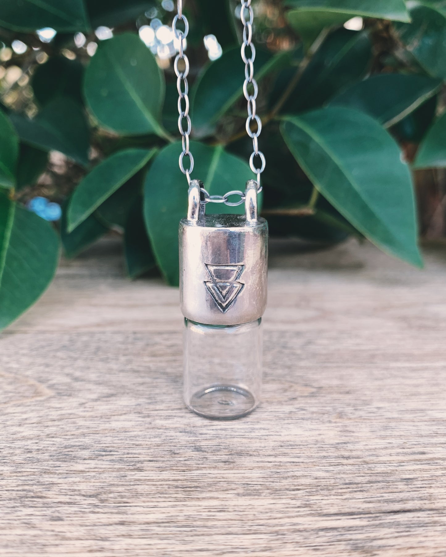 Unisex - Earth/Water Elements and Sterling Silver Rollerball Necklace