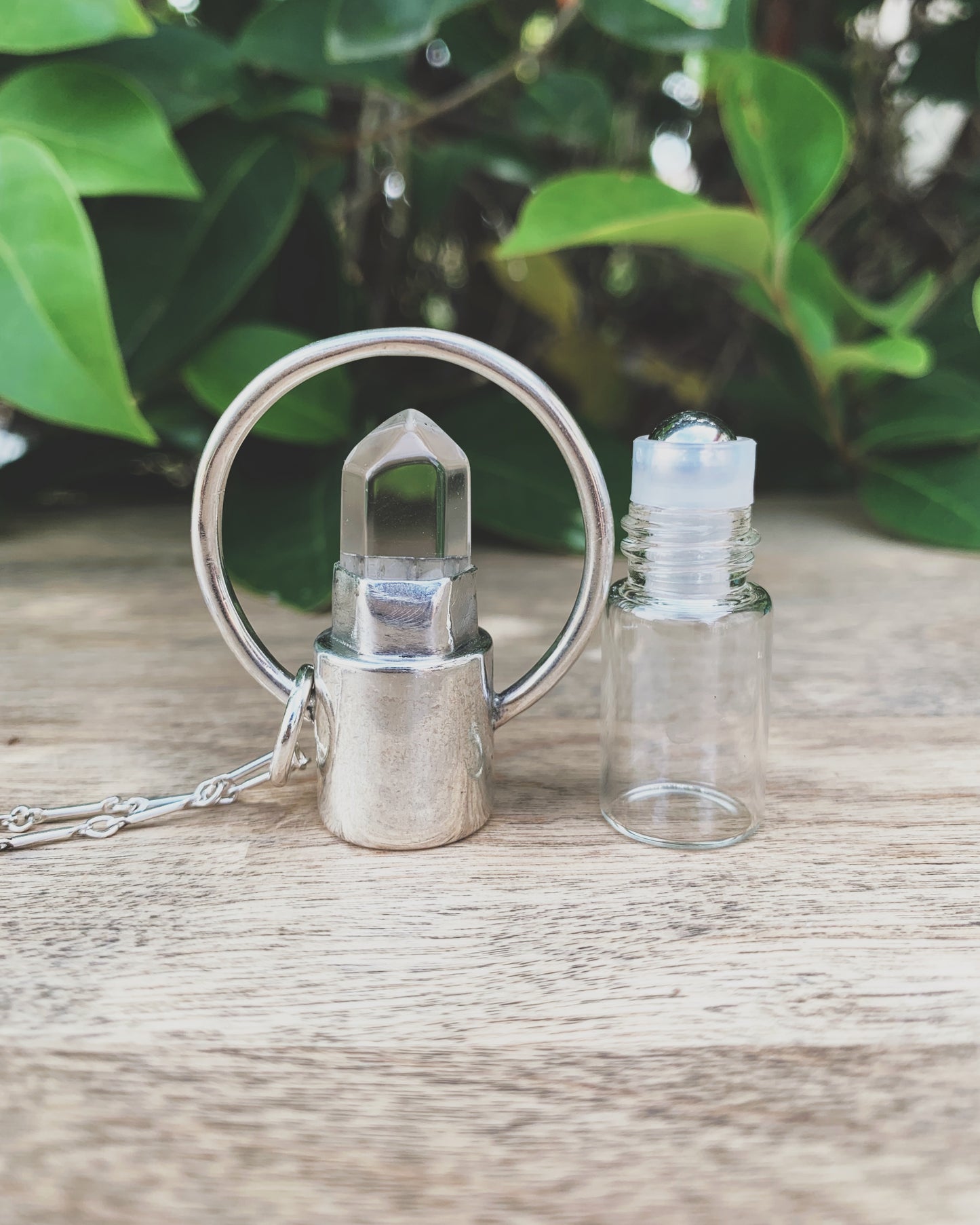 Horizon - Clear Quartz and Sterling Silver Rollerball Necklace