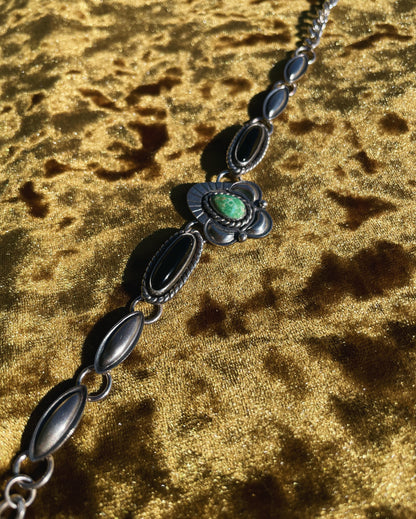 Sonoran Turquoise & Black onyx Sterling Silver Choker Necklace