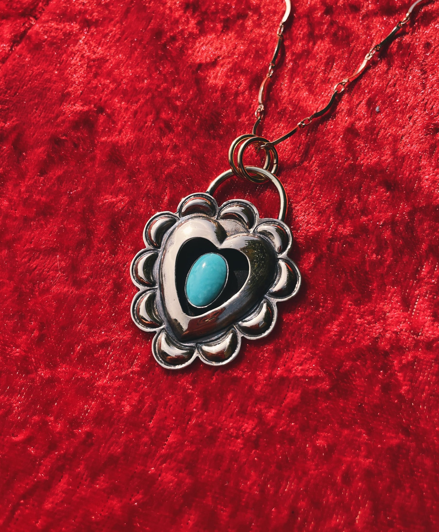 Turquoise Brass Heart shadowbox