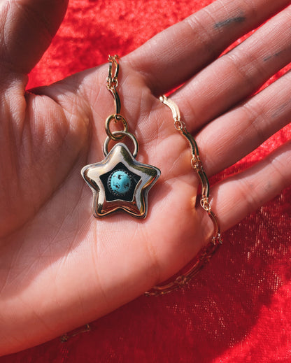 Turquoise Brass Star shadowbox