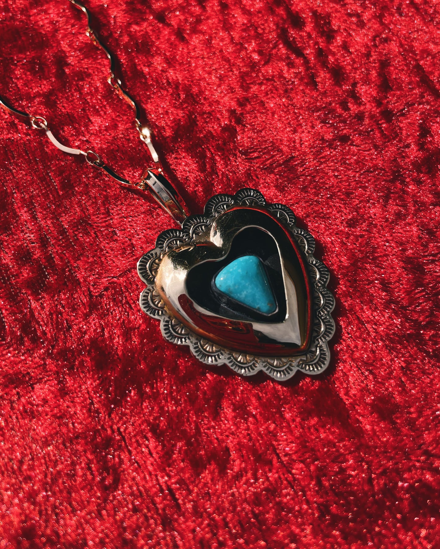 Turquoise Brass Heart shadowbox