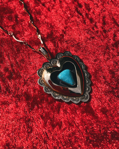 Turquoise Brass Heart shadowbox