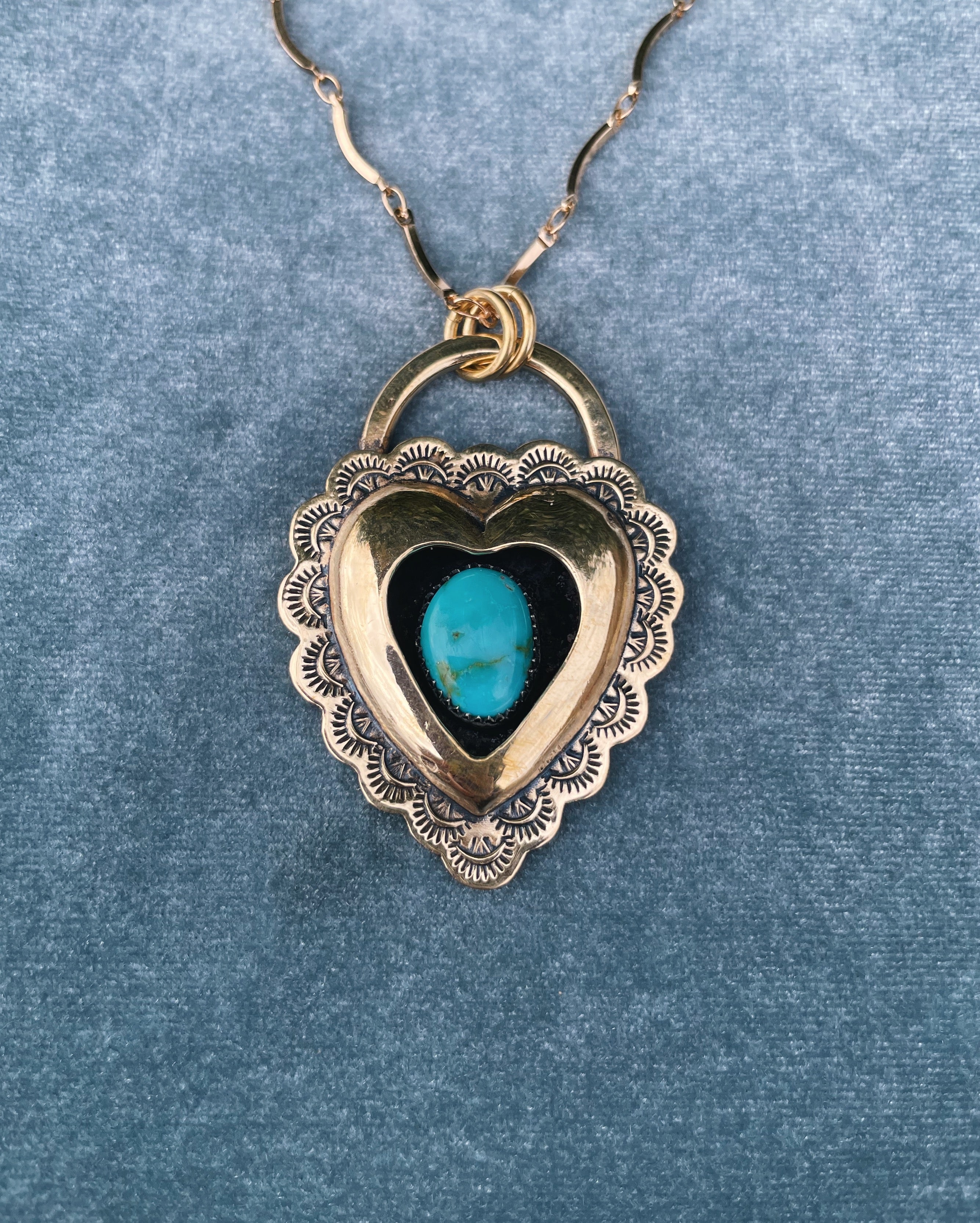 Turquoise Brass Heart shadowbox – Roadkill Gems