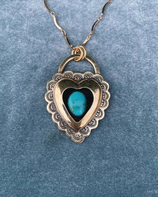 Turquoise Brass Heart shadowbox