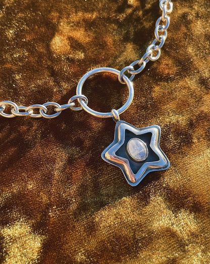 Moonstone Sterling Silver Star shadowbox choker