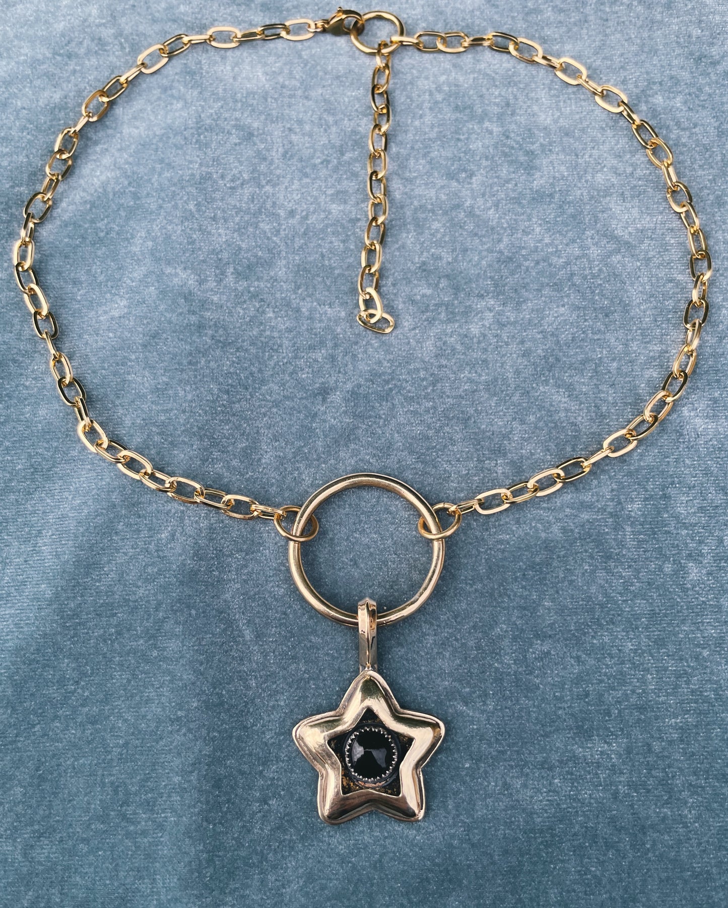 Onyx Brass Star shadowbox Choker