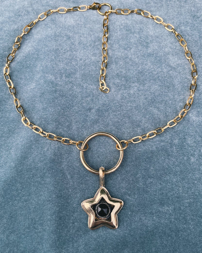 Onyx Brass Star shadowbox Choker