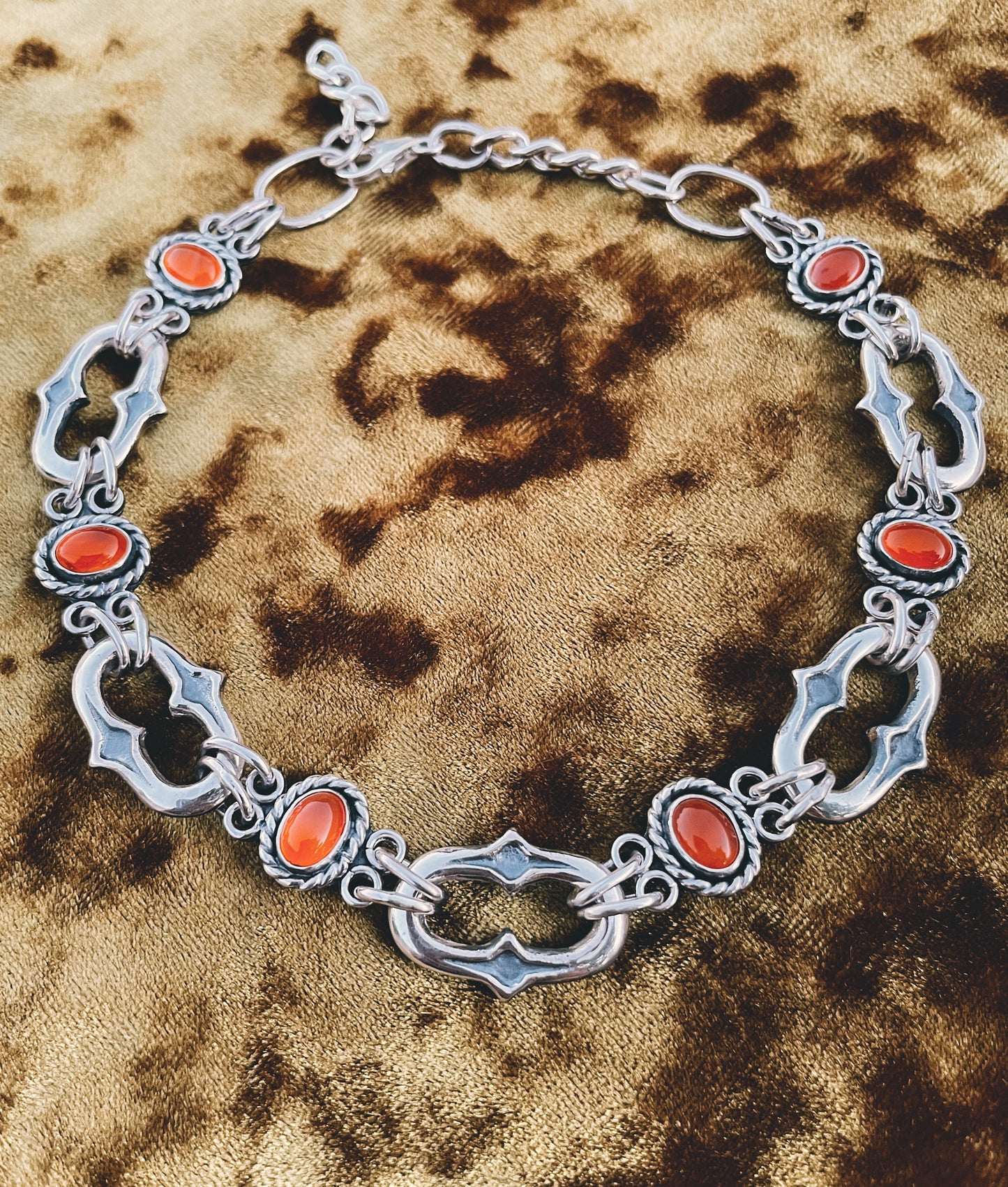 Sterling Silver & Orange Carnelian Choker