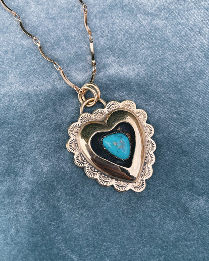 Turquoise Brass Heart shadowbox