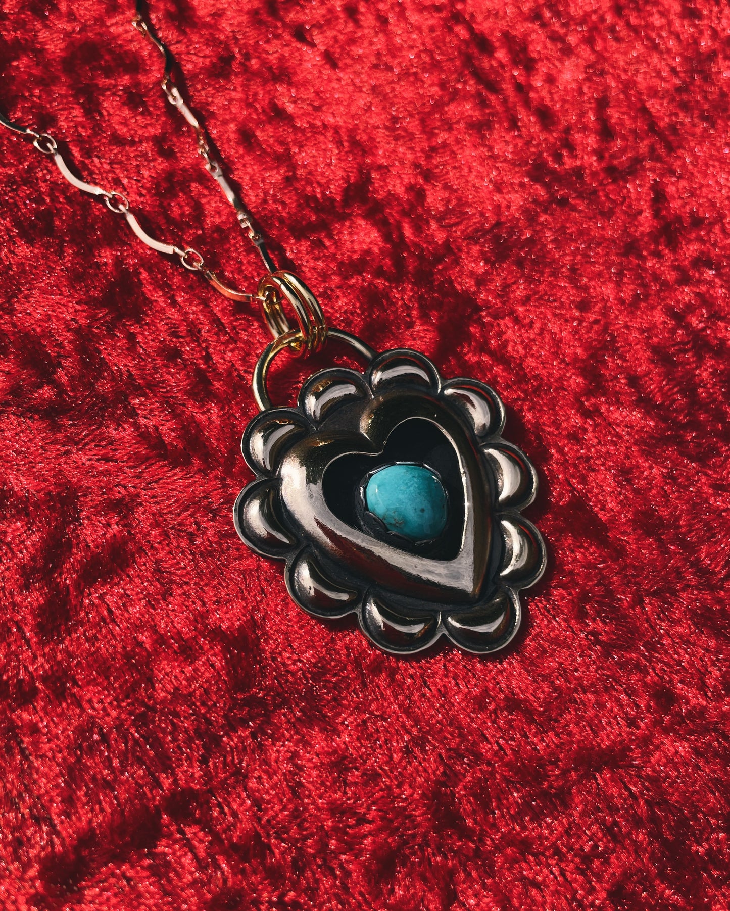 Turquoise Brass Heart shadowbox