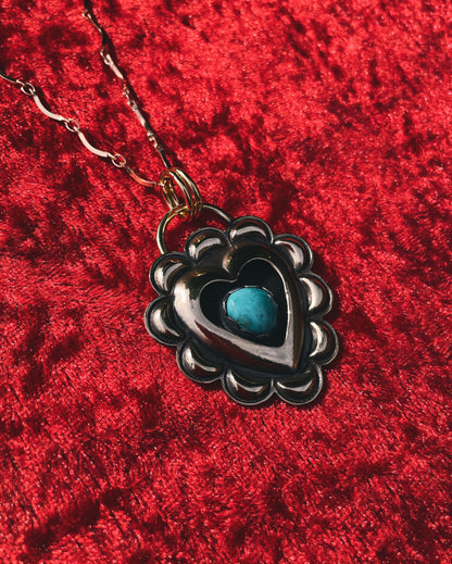 Turquoise Brass Heart shadowbox