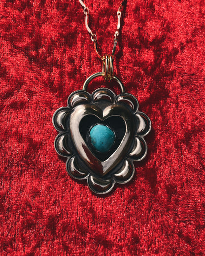 Turquoise Brass Heart shadowbox