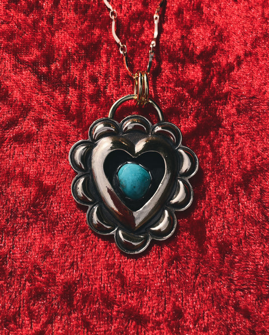 Turquoise Brass Heart shadowbox