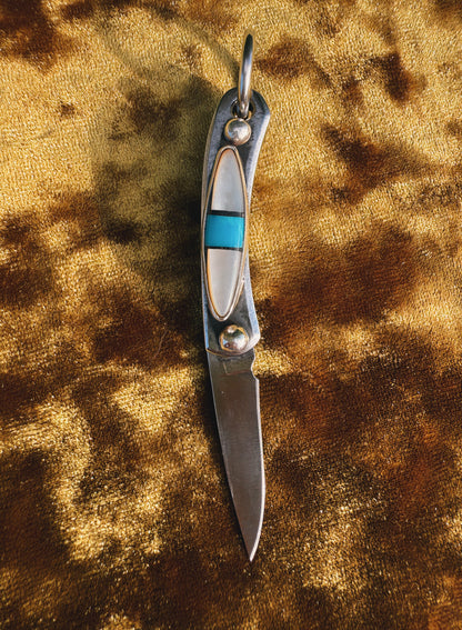 Turquoise & Mother of Pearl Mini Pocket Knife