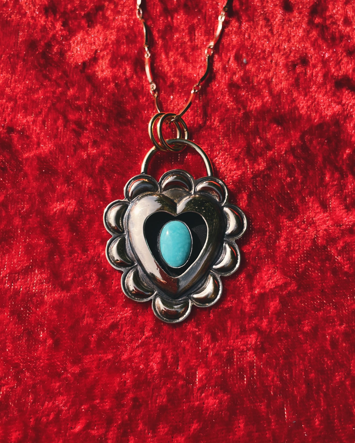 Turquoise Brass Heart shadowbox